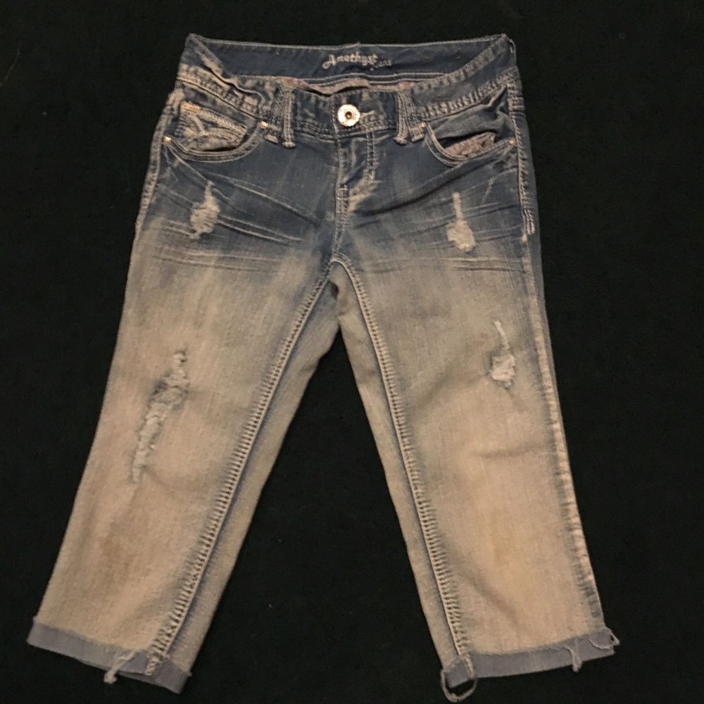 Acid wash capris